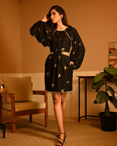 Gold Bird Foil Mini dress